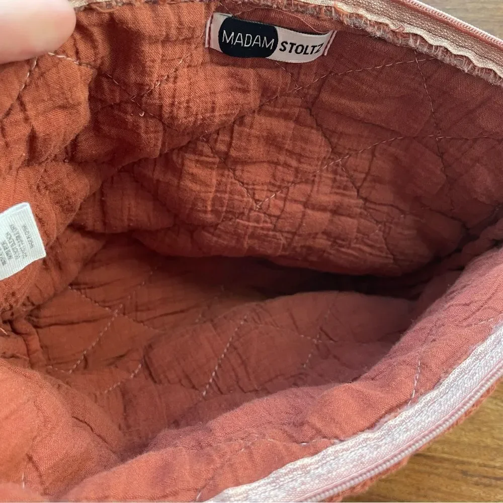 Madam Stoltz Quilted Textured Linen and Cotton Toiletry Bag NWOT